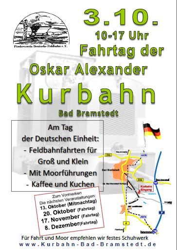 Fahrtag der Kurbahn Bad Bramstedt Plakat - Moorbahn -am 03.10.2013